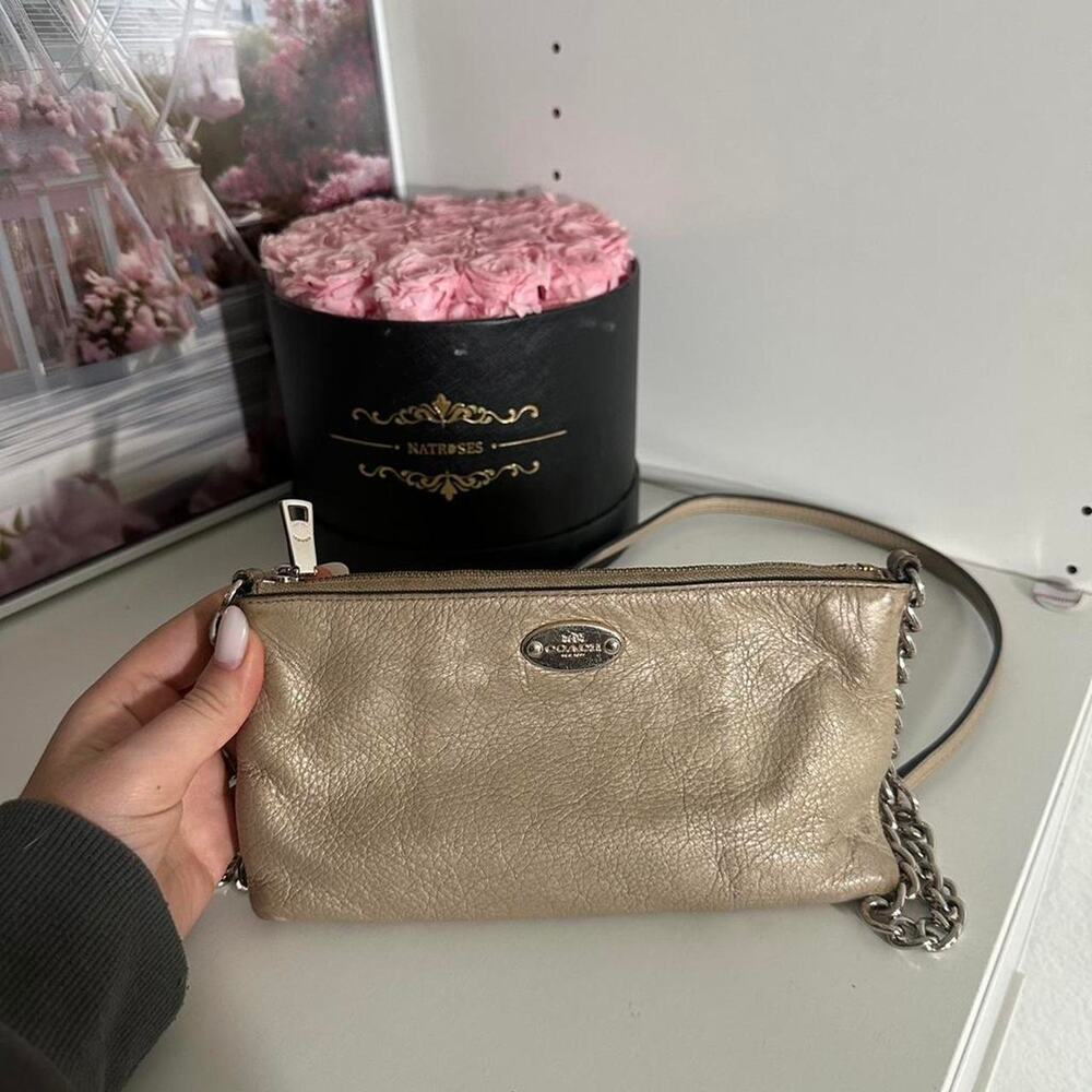 Coach gold leather crossbody bag